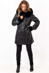 Women's exclusive lambskin coat Bisera with Fox